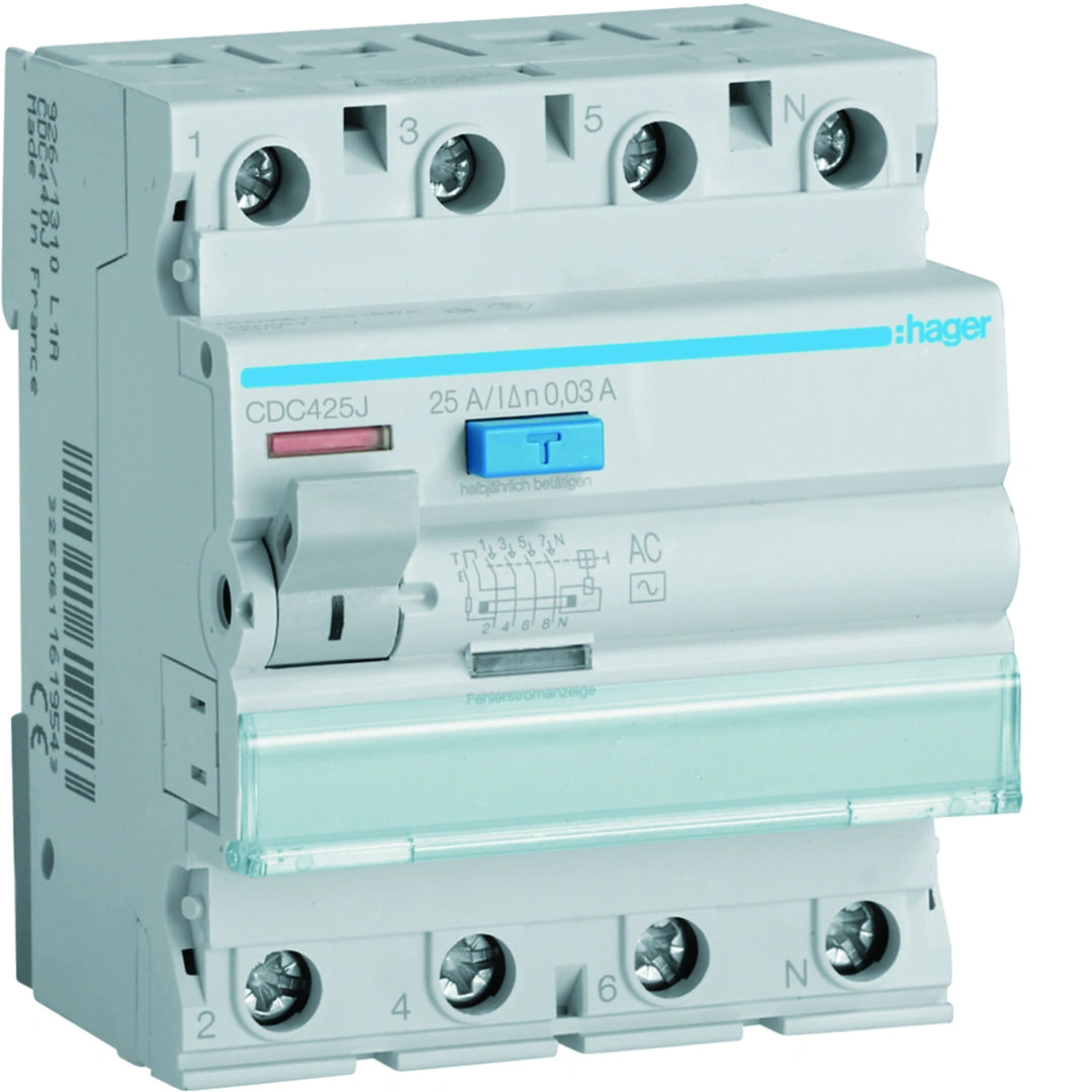 RCCB Wyłącznik różnicowoprądowy 3P+N 25A 30mA 6kA Typ AC [1] [TOP]