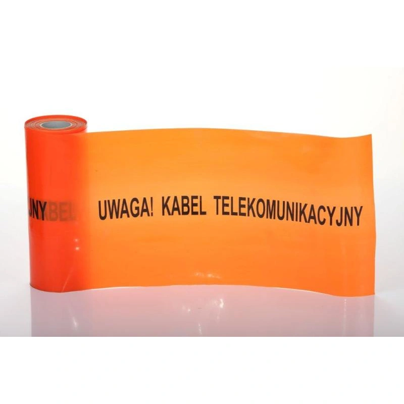 Taśma ostrzegawcza pomarańczowa szer. 25 cm z nadrukiem "UWAGA KABEL TELEKOMUNIKACYJNY", bez wkładki stalowej