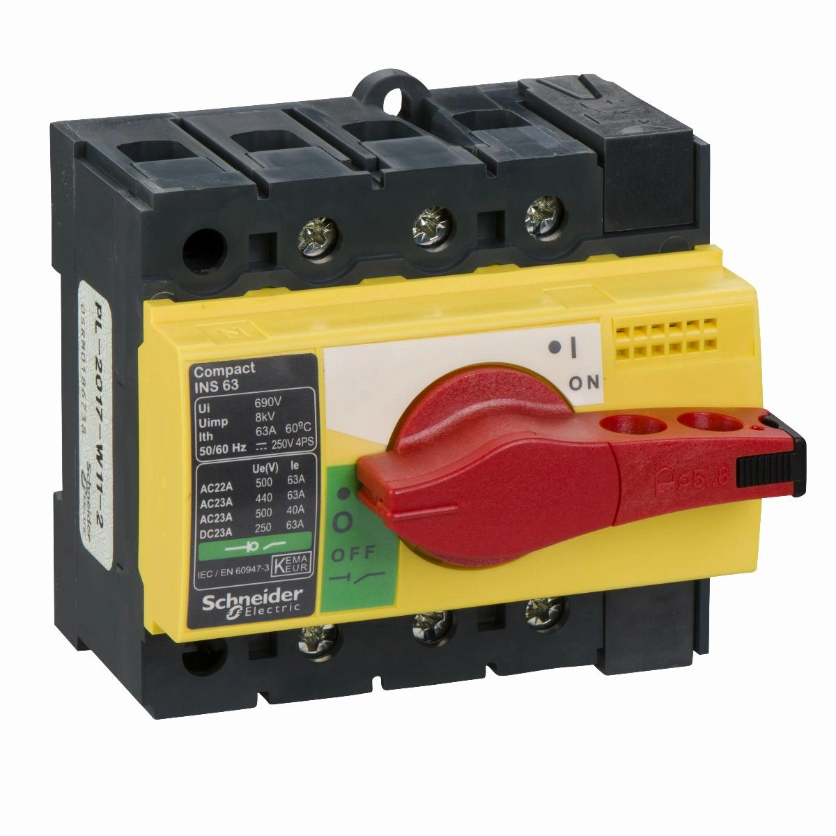 Compact INS INV, rozłącznik INS63 żółto-czerwony 63A 3P