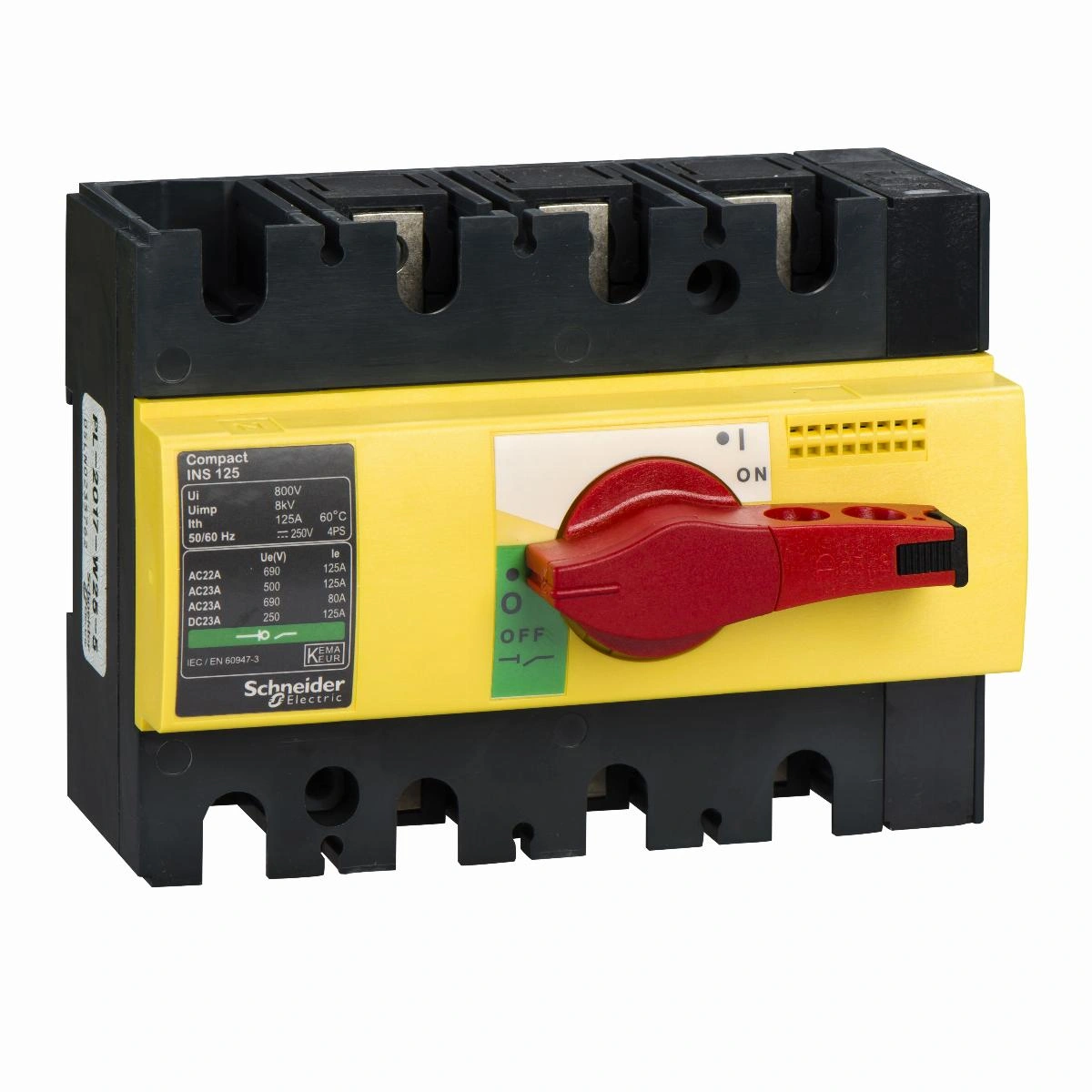 Compact INS INV, rozłącznik INS125 żółto-czerwony 125A 3P