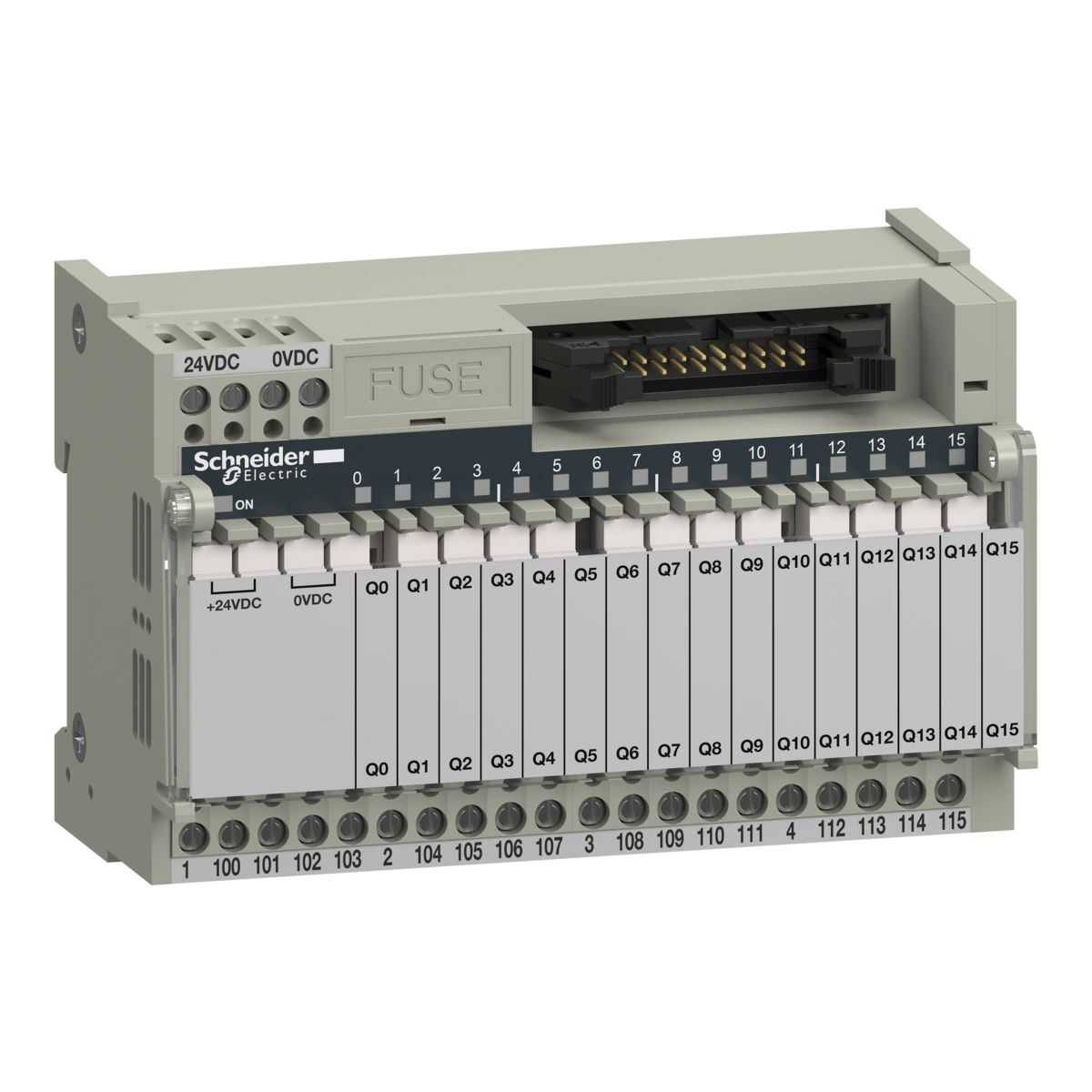 Modicon ABE7, podbaza do elektromechanicznych przekaźników, 16 kanałów, przekaźnik 5 mm