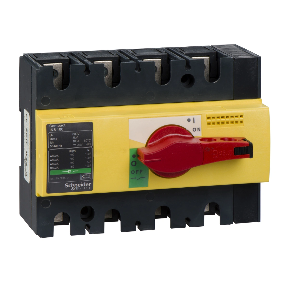Compact INS INV, rozłącznik INS100 żółto-czerwony 100A 4P