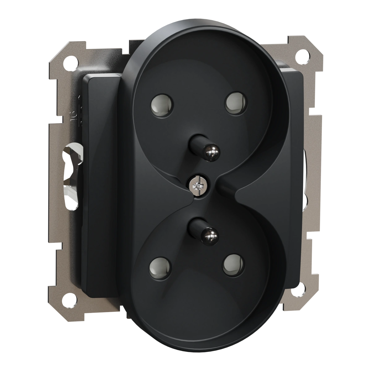 SEDNA DESIGN gniazdo 2x2P+PE z przesł. s.ramk., czarny antracyt