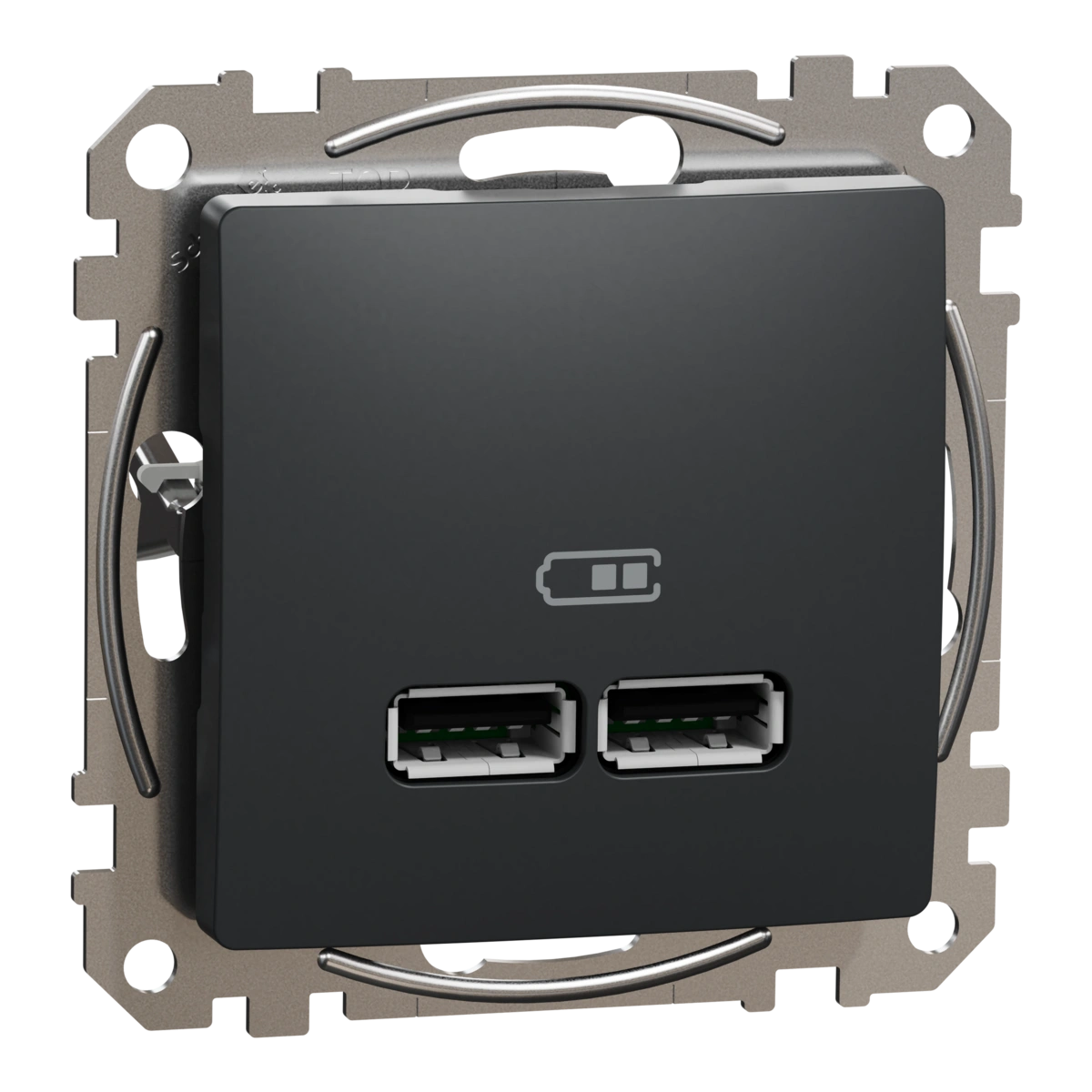 Sedna Design, gniazdo ładowania USB A+A 2,1A, czarny antracyt