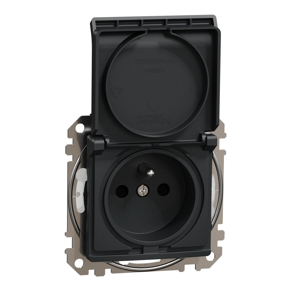 SEDNA DESIGN gniazdo 2P+PE z przesłonami IP44, antracyt