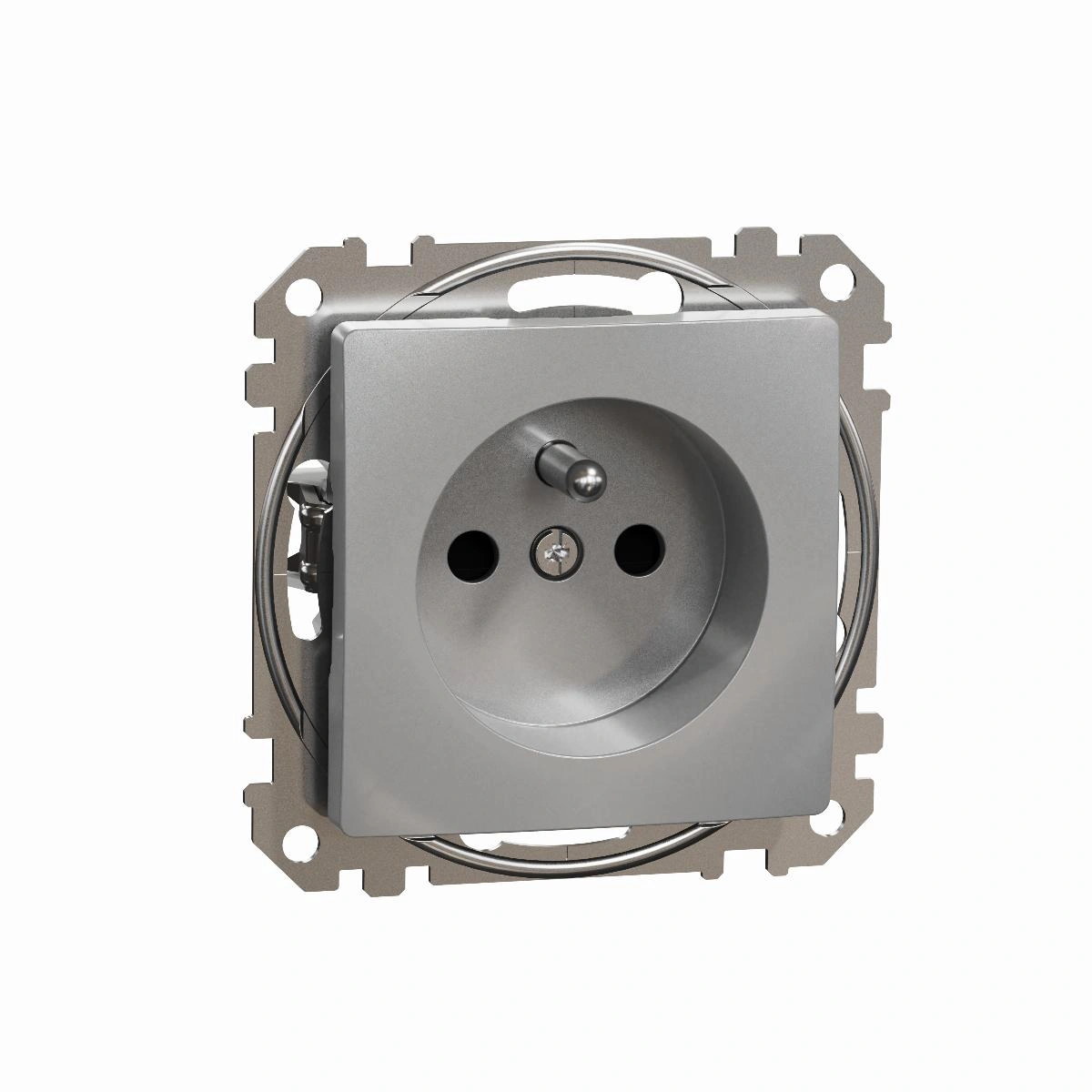 SEDNA DESIGN gniazdo 2P+PE z przesłonami,aluminium