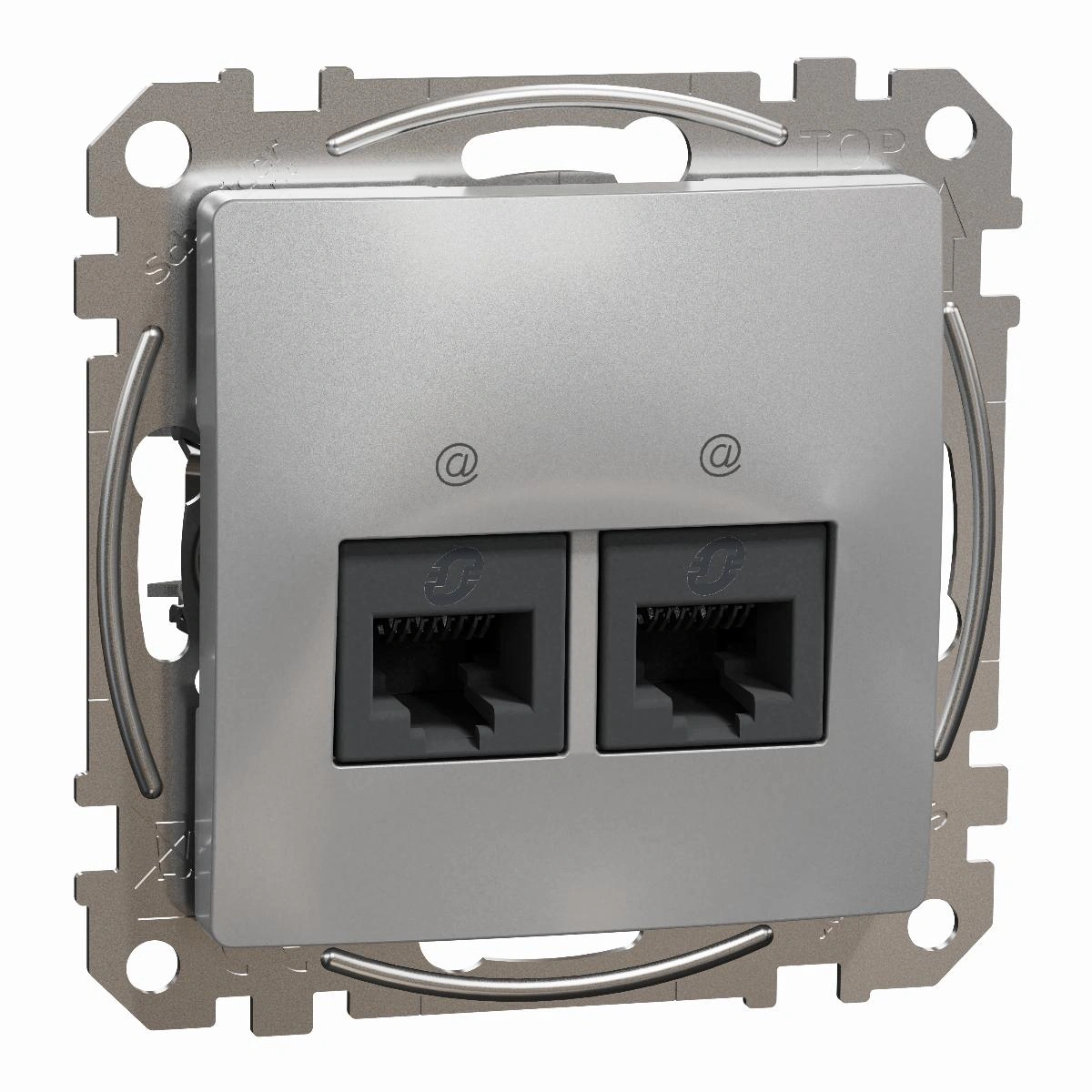 SEDNA DESIGN gniazdo komputerowe 2xRJ45 kat.6 UTP, srebrne aluminium