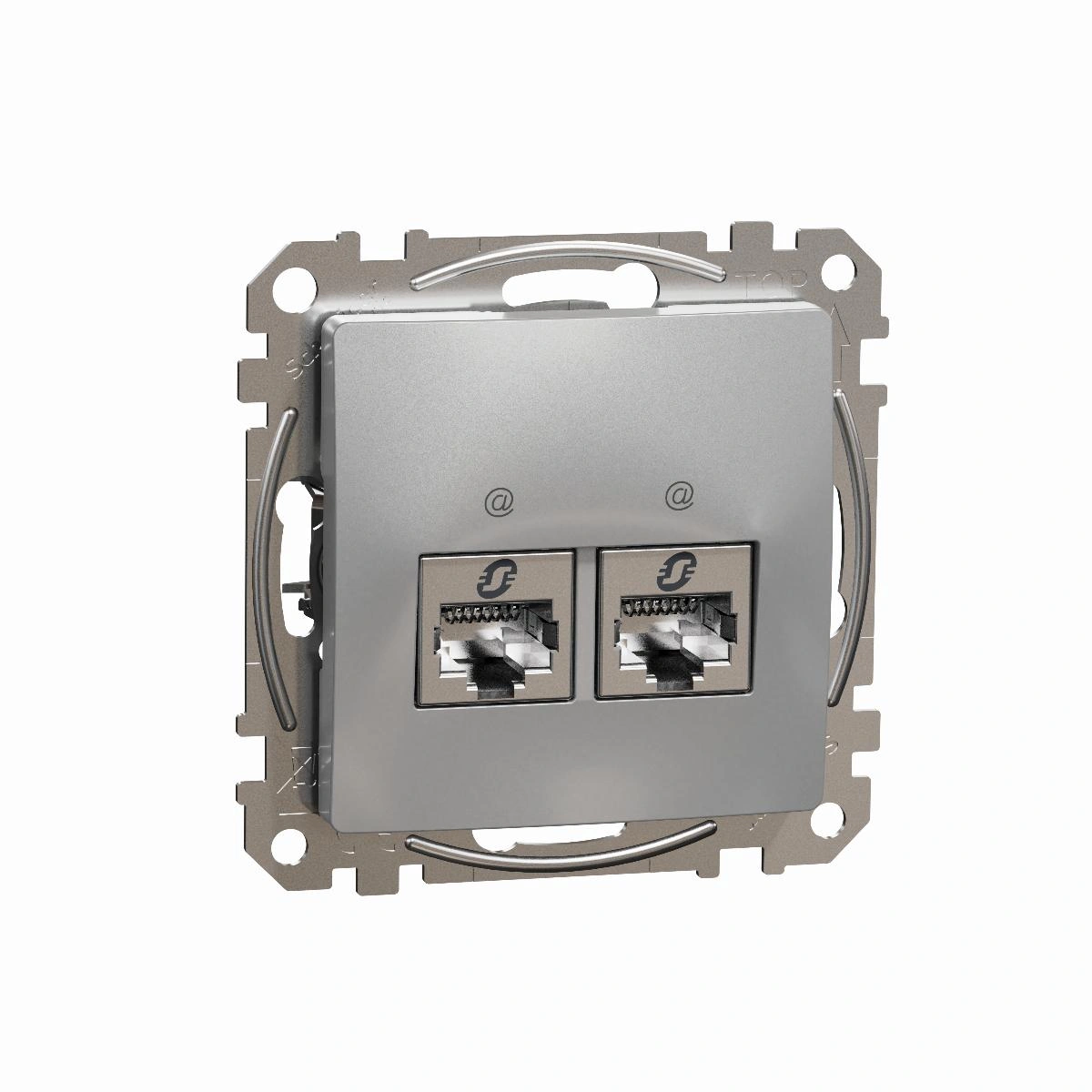 SEDNA DESIGN gniazdo komputerowe 2xRJ45 kat.6 STP, srebrne aluminium