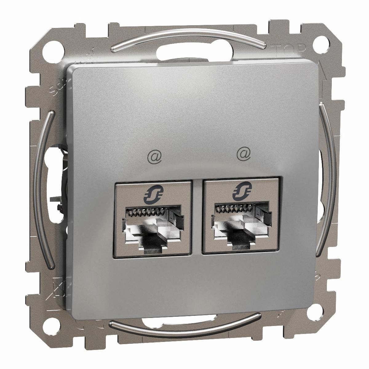 SEDNA DESIGN gniazdo komputerowe 2xRJ45 kat.6A STP, srebrne aluminium