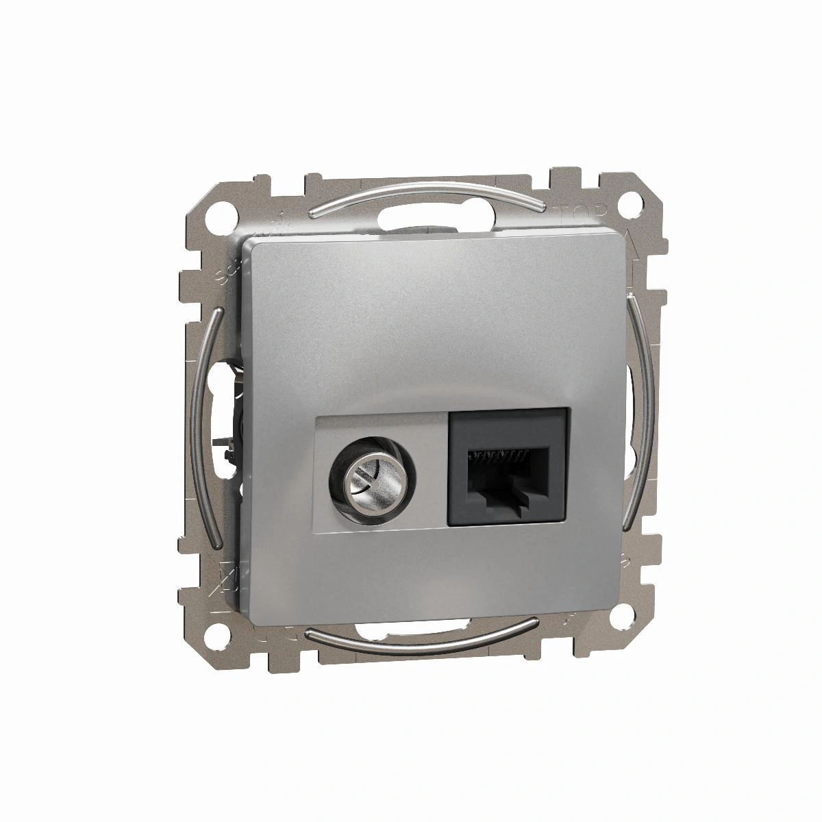 SEDNA DESIGN gniazdo komputerowe - TV (kat.6 UTP), srebrne aluminium