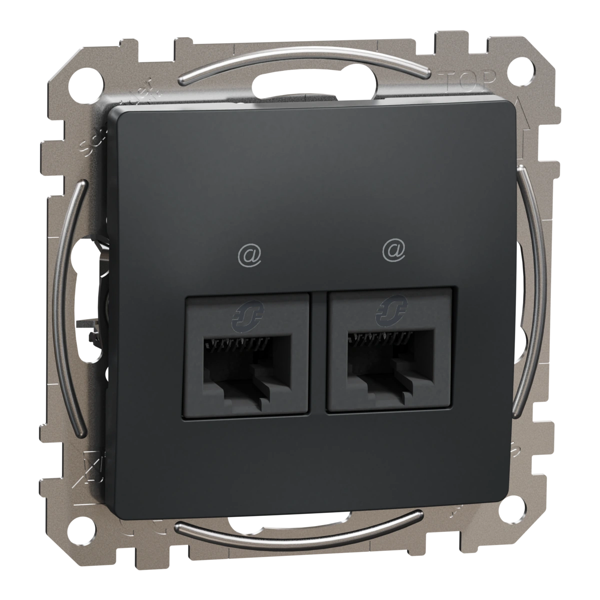 SEDNA DESIGN gniazdo komputerowe 2xRJ45 kat.5e UTP,czarny antracyt