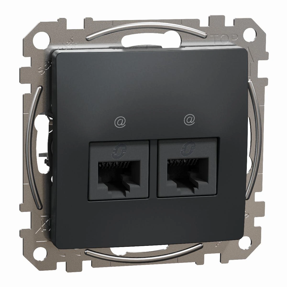SEDNA DESIGN gniazdo komputerowe 2xRJ45 kat.6 UTP,czarny antracyt