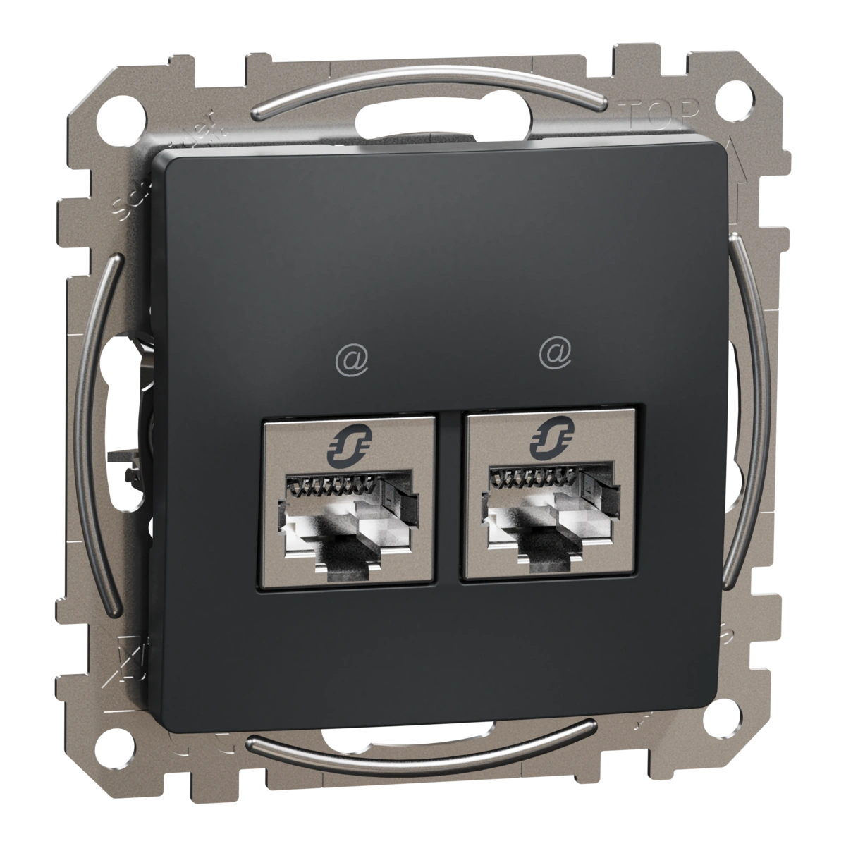 SEDNA DESIGN gniazdo komputerowe 2xRJ45 kat.6 STP,czarny antracyt