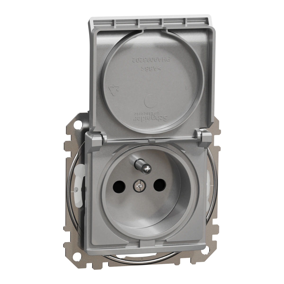 SEDNA DESIGN gniazdo 2P+PE z prz.IP44(z.bezgw.),srebr. aluminium