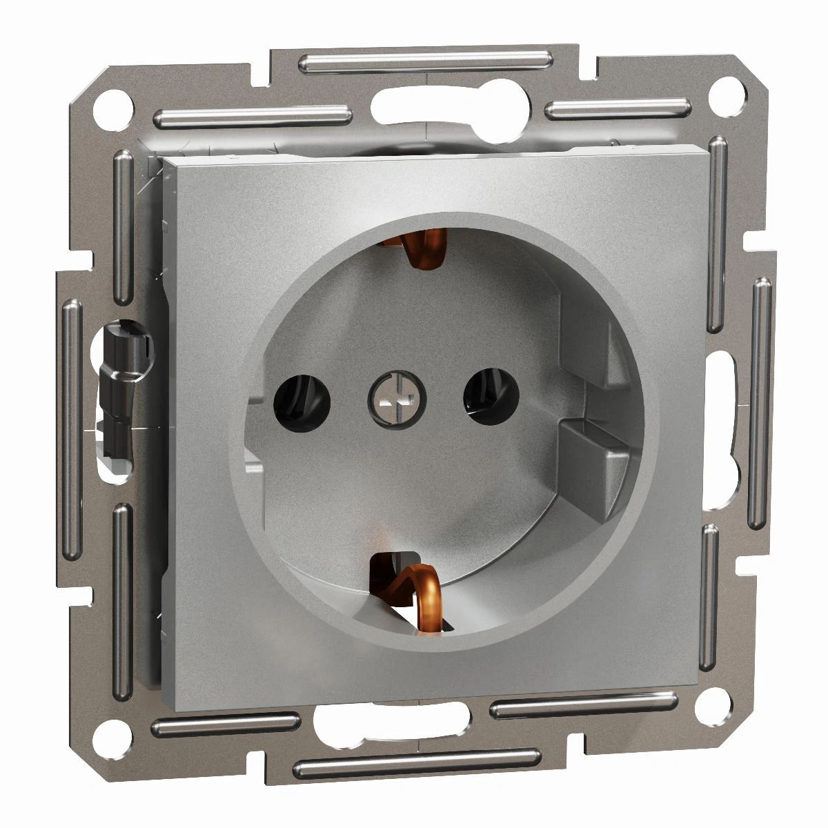 ASFORA gniazdo pojedyncze SCHUKO bez ramki, aluminium