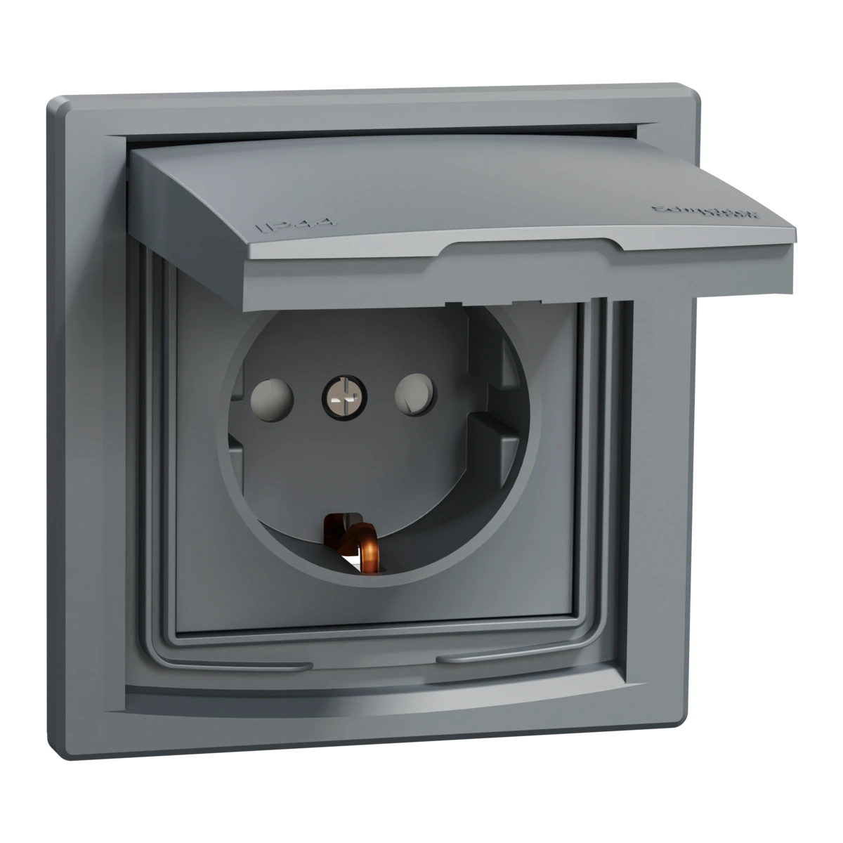 ASFORA gniazdo SCHUKO IP44 z ramką (1-krotne), stal