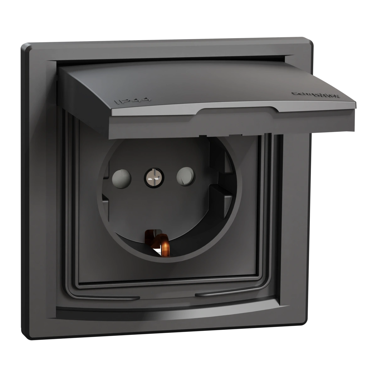 ASFORA gniazdo SCHUKO IP44 z/r (1-krotne), antracyt