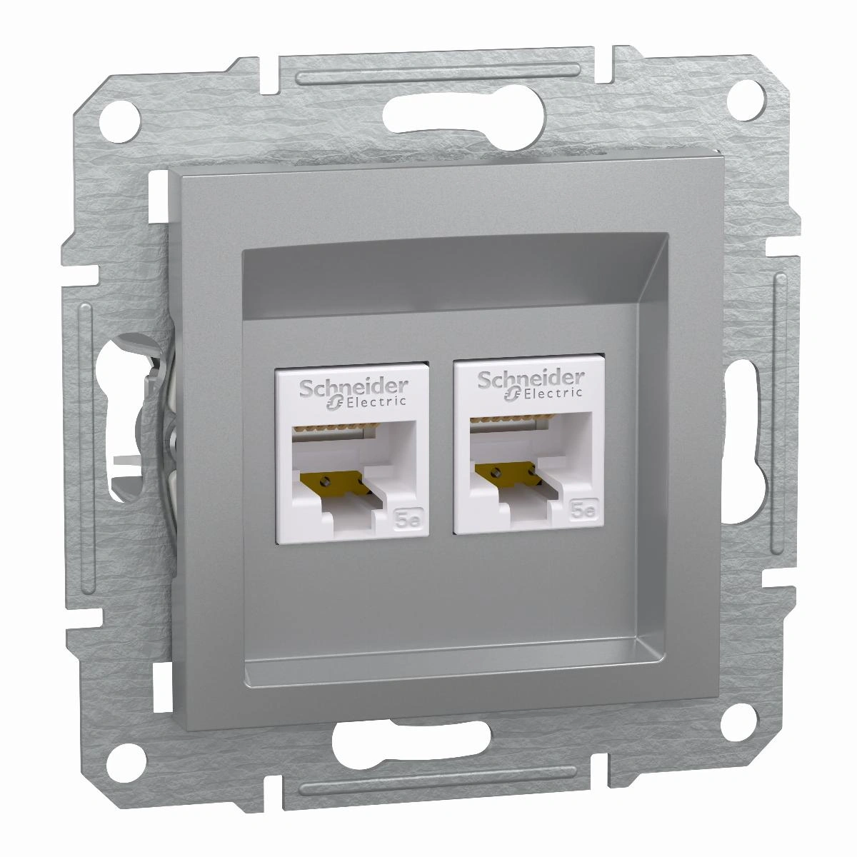 ASFORA gniazdo komputerowe 2x kat.5e UTP b/r, aluminium