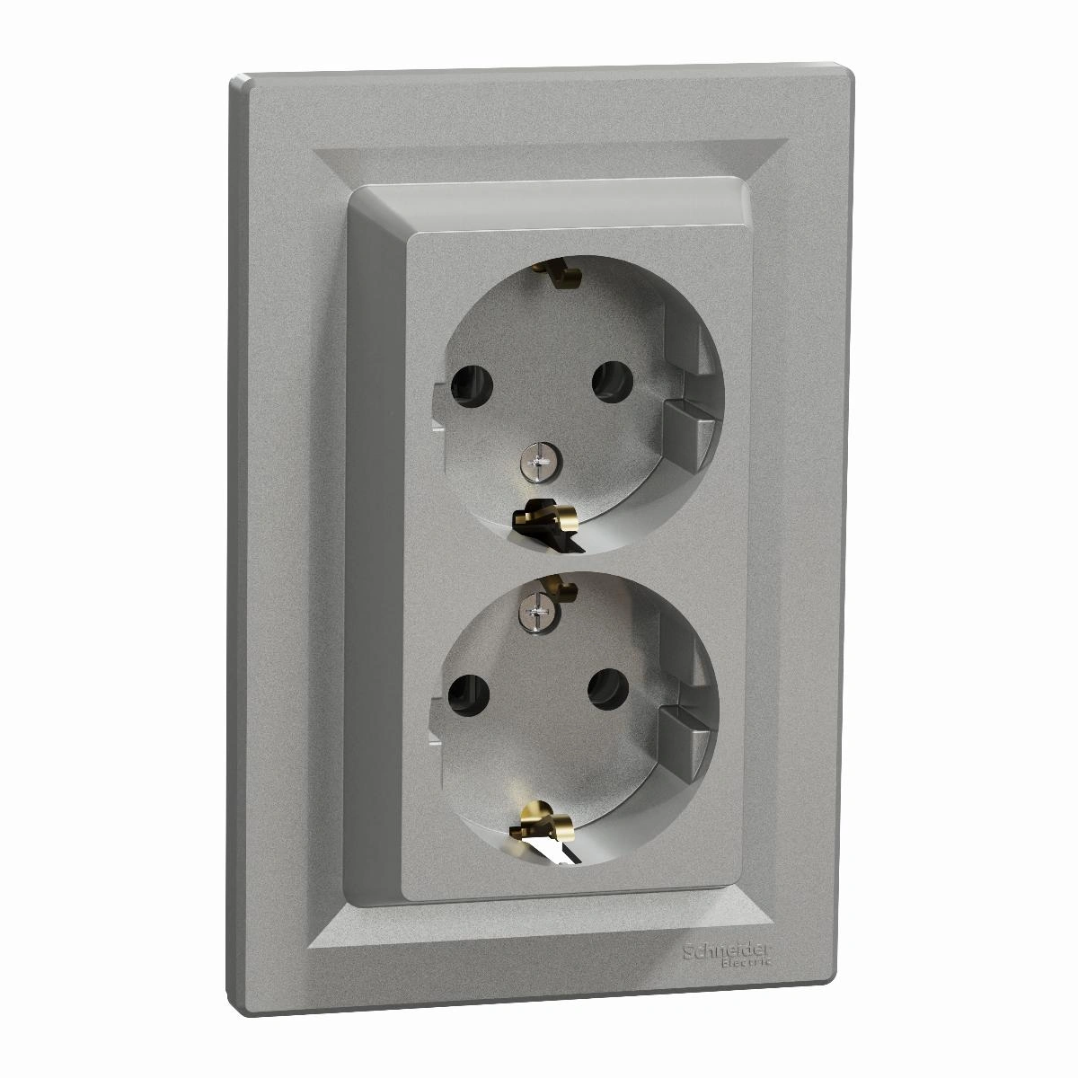 ASFORA gniazdo podwójne SCHUKO, aluminium