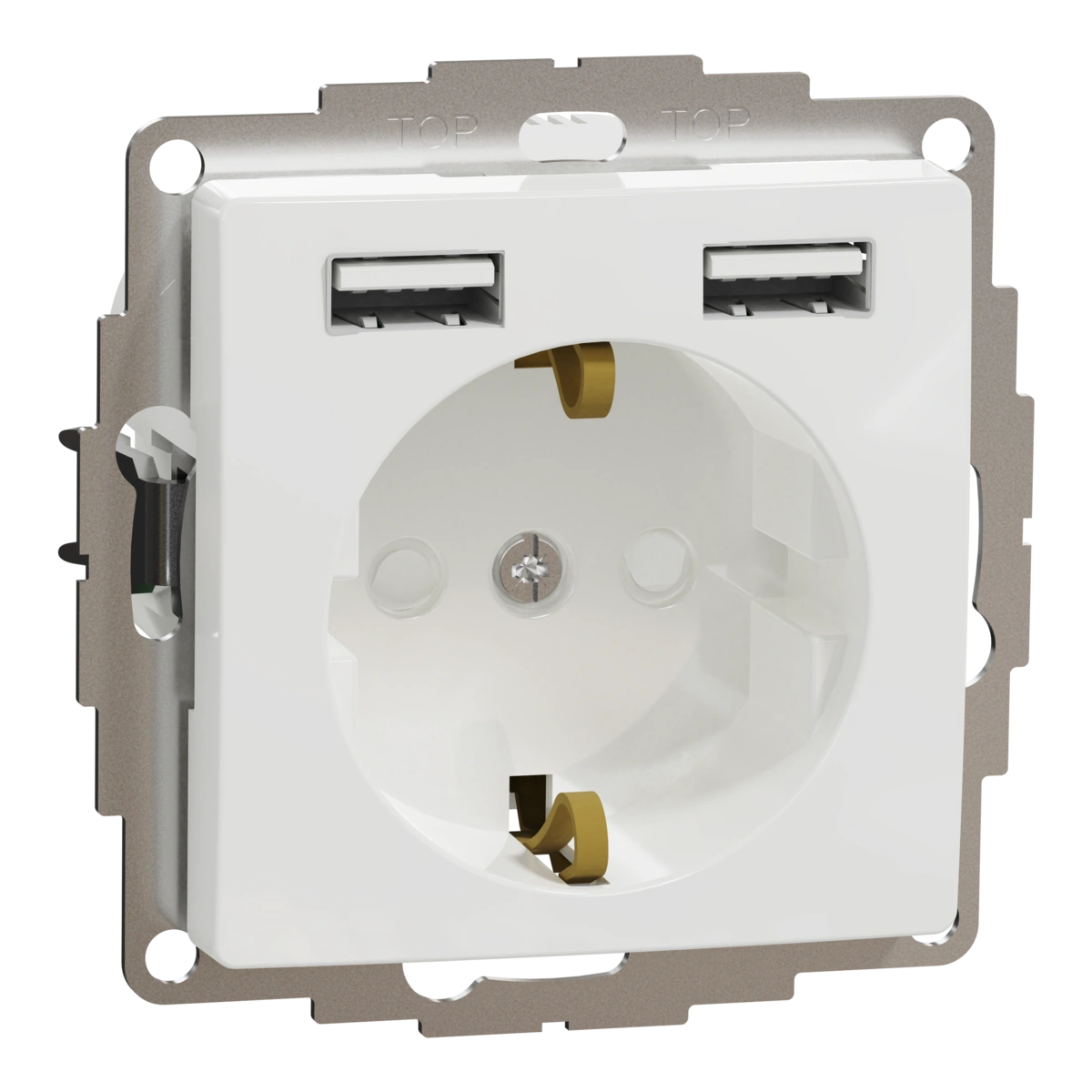 SEDNA DESIGN gniazdo SCHUKO z USB A+A 2,4A, białe