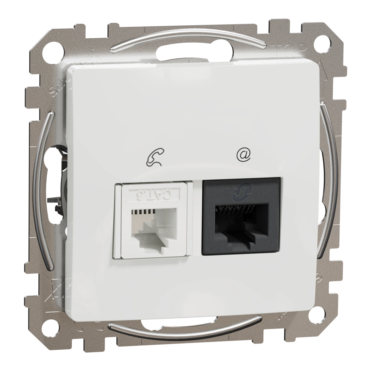 SEDNA DESIGN gniazdo komputerowo-telefoniczne (RJ45 kat.6 UTP + RJ11),białe