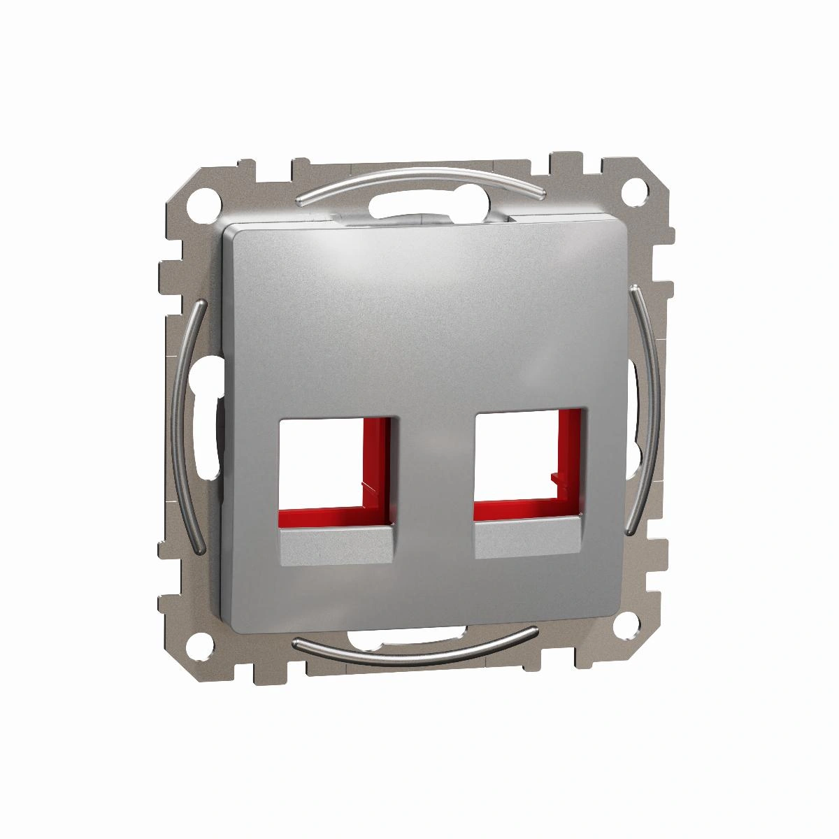 SEDNA DESIGN płytka centralna 2xRJ45 do wkładów 5e-6 UTP KrONE, srebrne aluminium