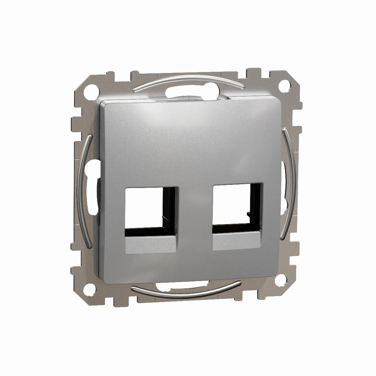 SEDNA DESIGN płytka centralna 2xRJ45 do wkładów 5e-6 UTP KElINE, Amp, mOlEX, srebrne aluminium