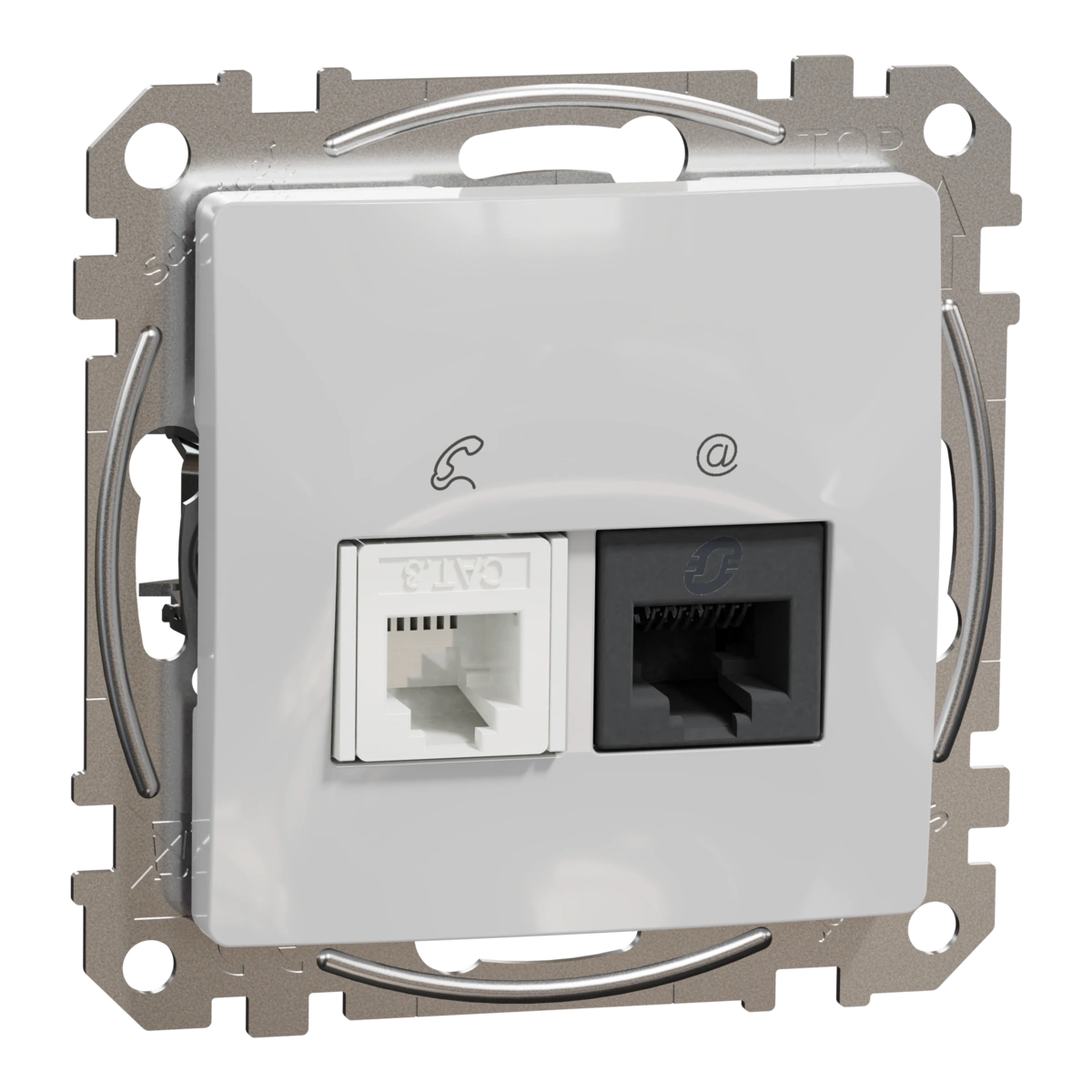 SEDNA DESIGN gniazdo komputerowo-telefoniczne (RJ45 kat.6 UTP + RJ11), srebrne aluminium