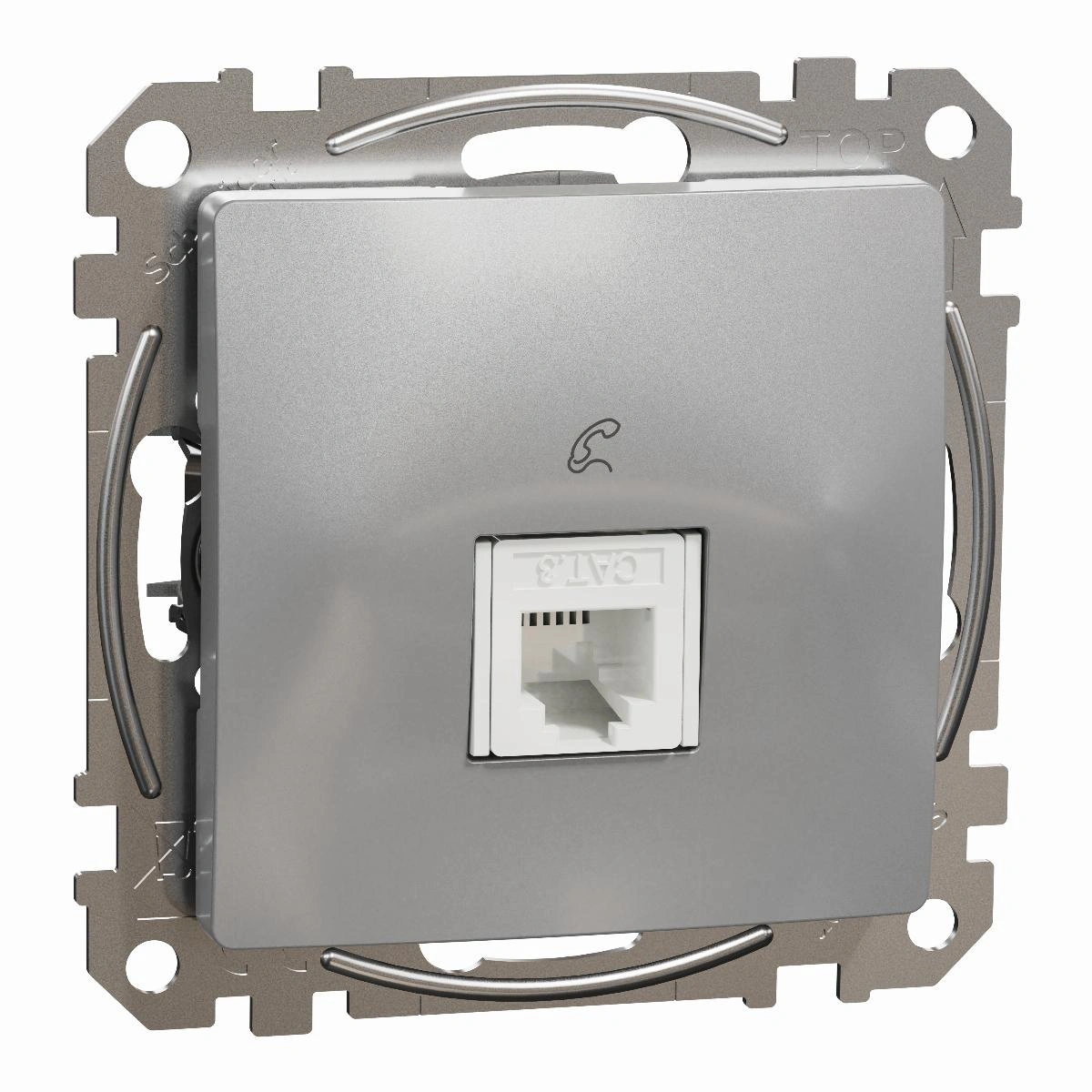 SEDNA DESIGN gniazdo telefoniczne RJ11, srebrne aluminium