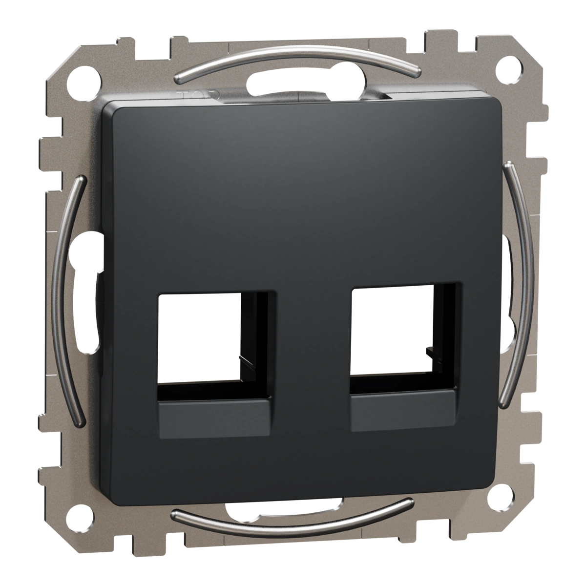 SEDNA DESIGN płytka centralna 2xRJ45 do wkładów 5e-6 UTP KElINE, Amp, mOlEX, czarny antracyt