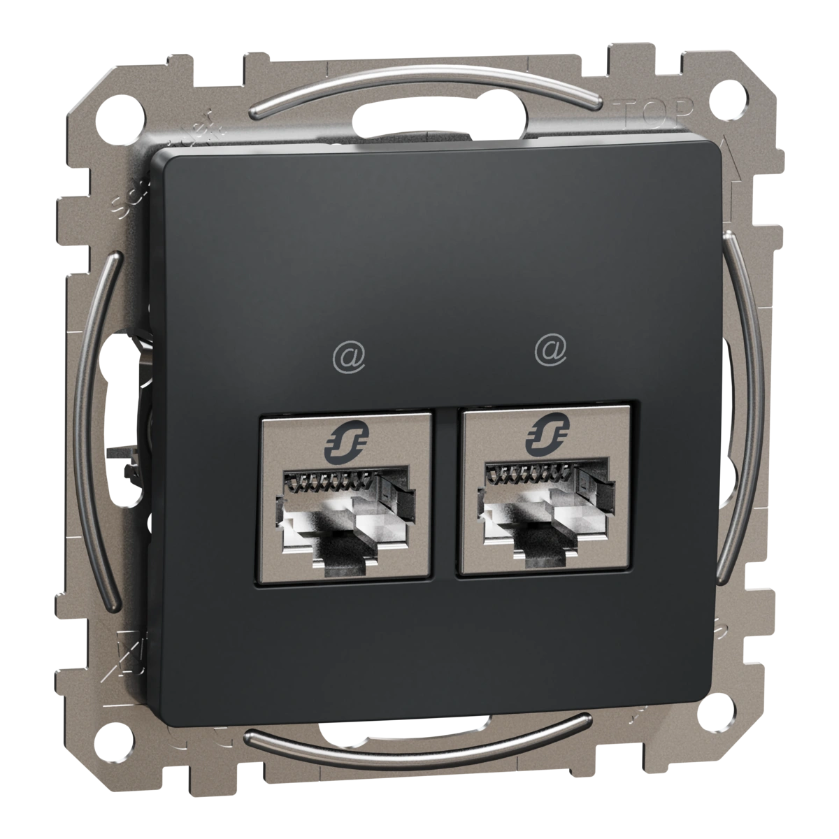 SEDNA DESIGN gniazdo komputerowe 2xRJ45 kat.5e STP,czarny antracyt