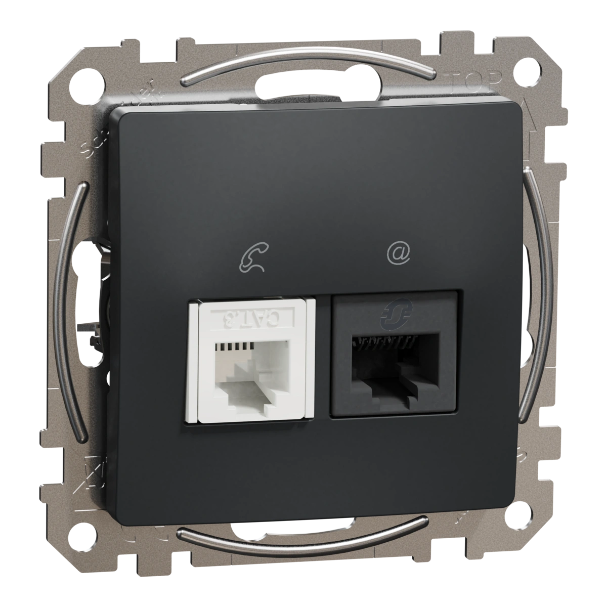 SEDNA DESIGN gniazdo komputerowo-telefoniczne (RJ45 kat.5e UTP + RJ11),czarny antracyt
