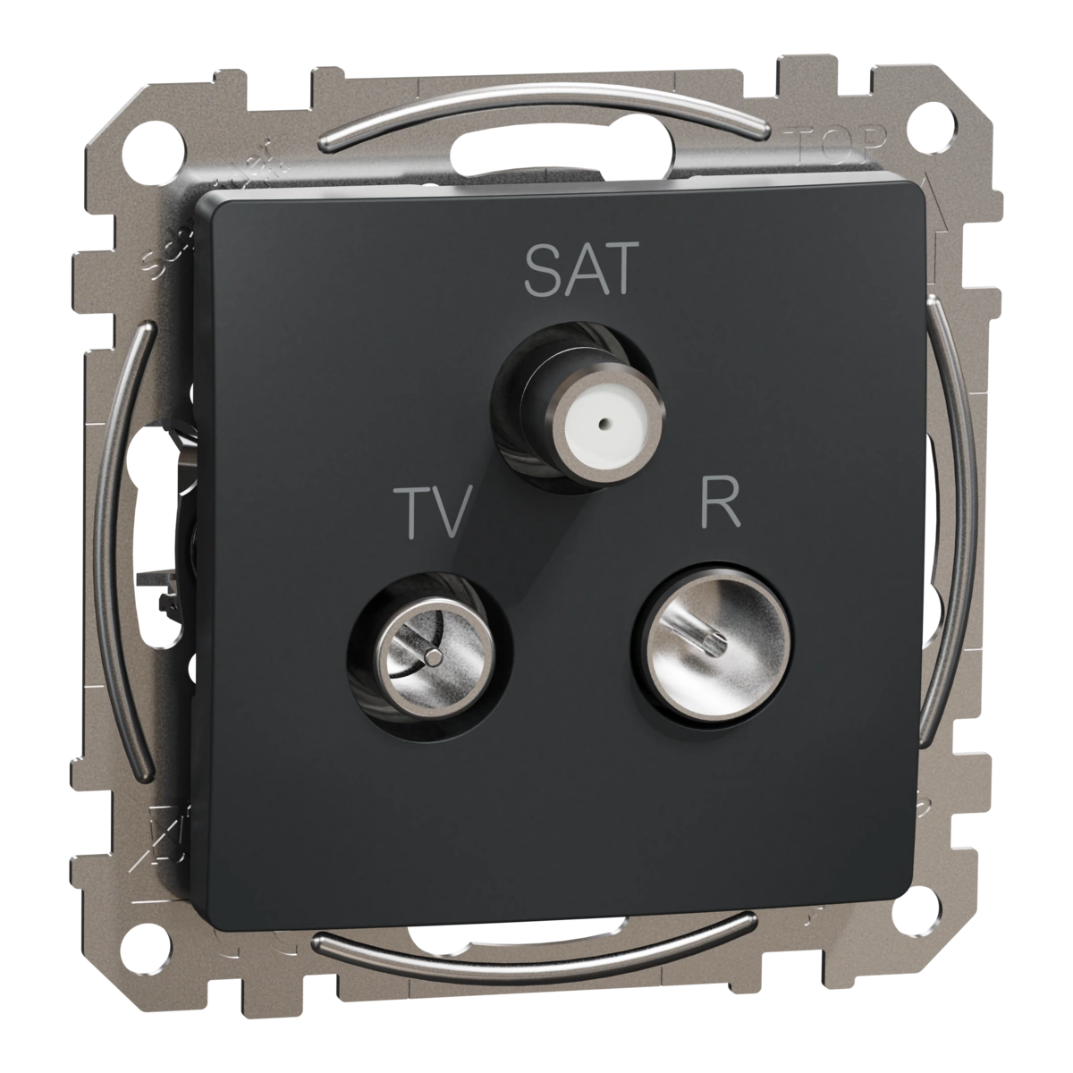 SEDNA DESIGN gniazdo R/TV/SAT przelotowe (10dB),czarny antracyt