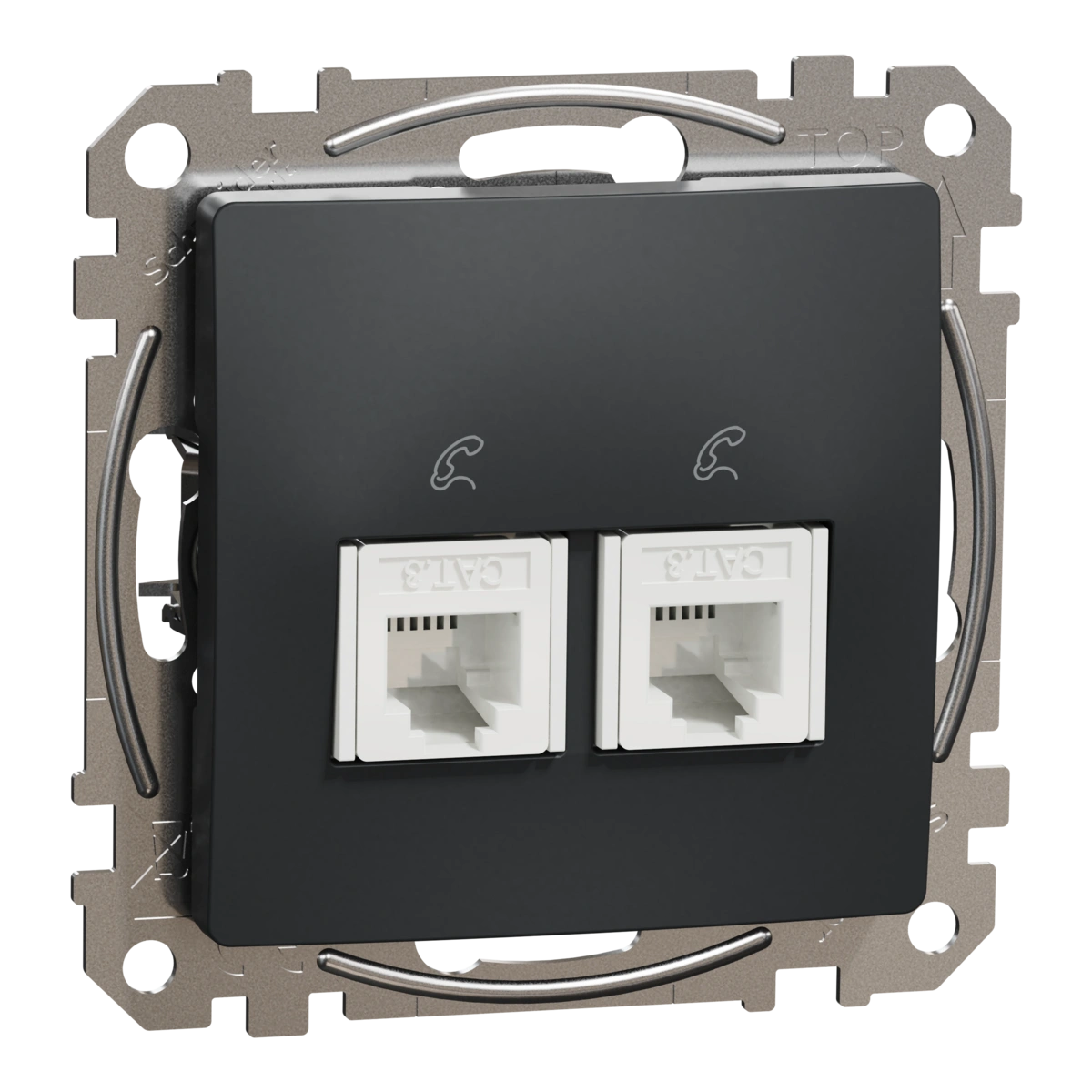 SEDNA DESIGN gniazdo telefoniczne 2xRJ11, czarny antracyt