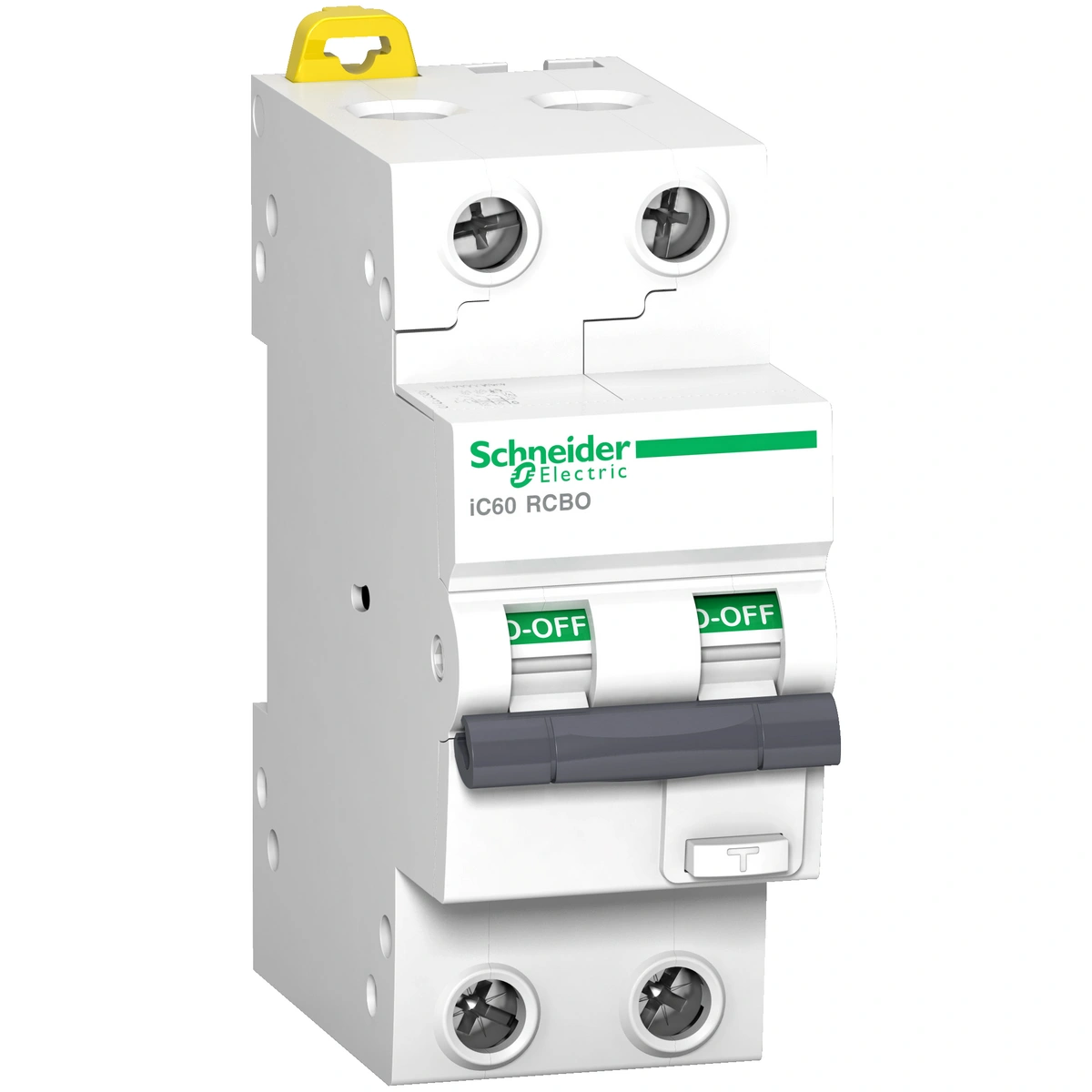 Residual current breaker with overcurrent protection (RCBO), Acti9 iC60, 2P, 10A, C curve, 10000A/15kA, A-SI type, 30mA