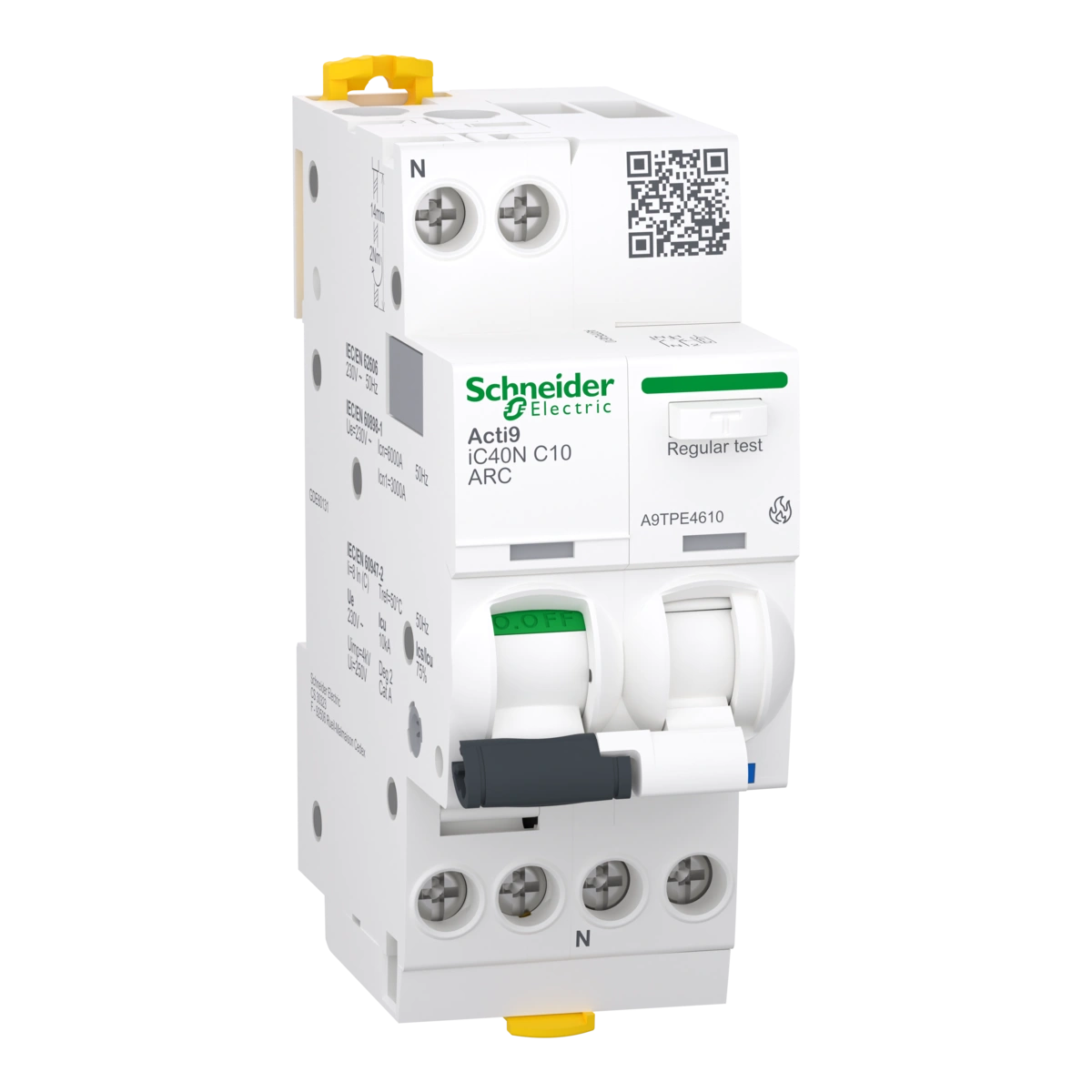 Detektor iskrzenia Acti9 iC40N-ARC-C10-1N, 1N-biegunowy, charakterystyka C, 10 A z wyłącznikiem nadprądowym