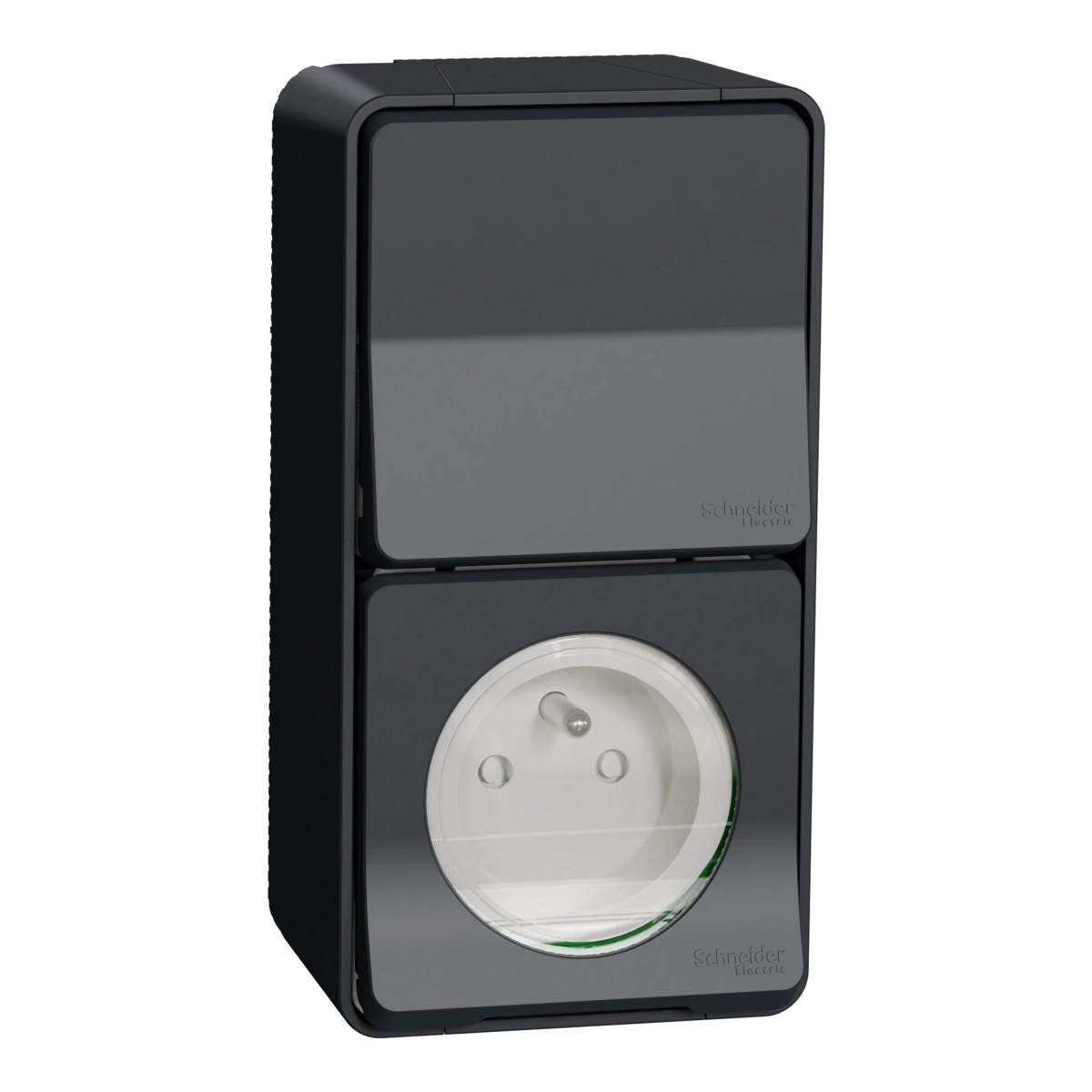 Mureva, łącznik schodowy + gniazdo 2P+PE, antracyt