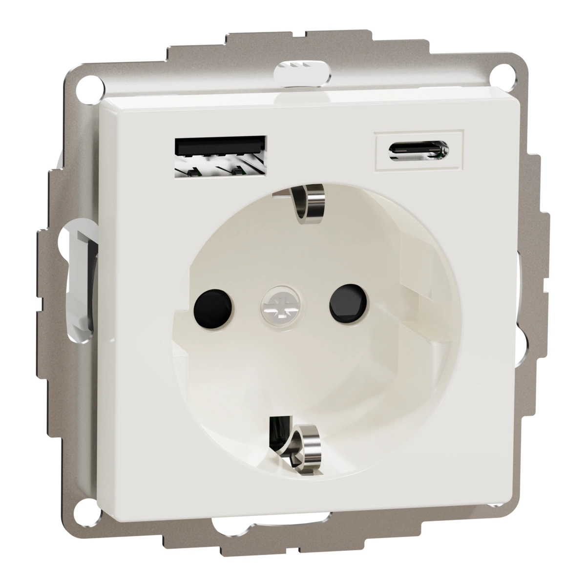 Merten gniazdo SCHUKO z ładowarką USB A+C 3A, biel polarna