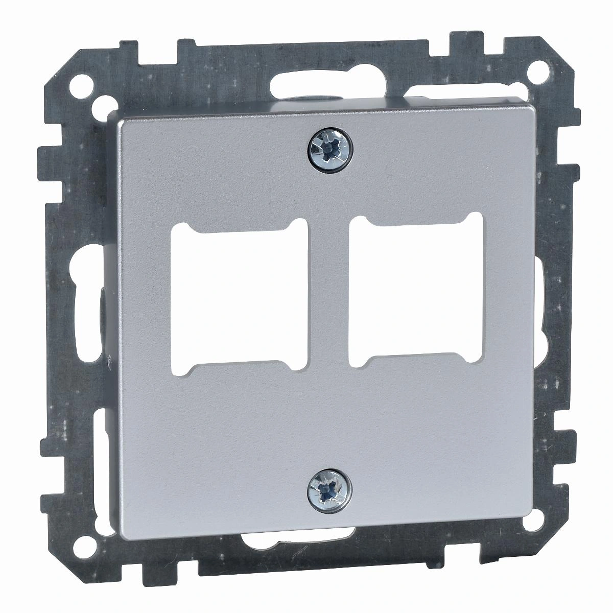 Merten System M, płytka centralna mechanizmu gniazda RJ11/RJ45, podwójna, aluminium