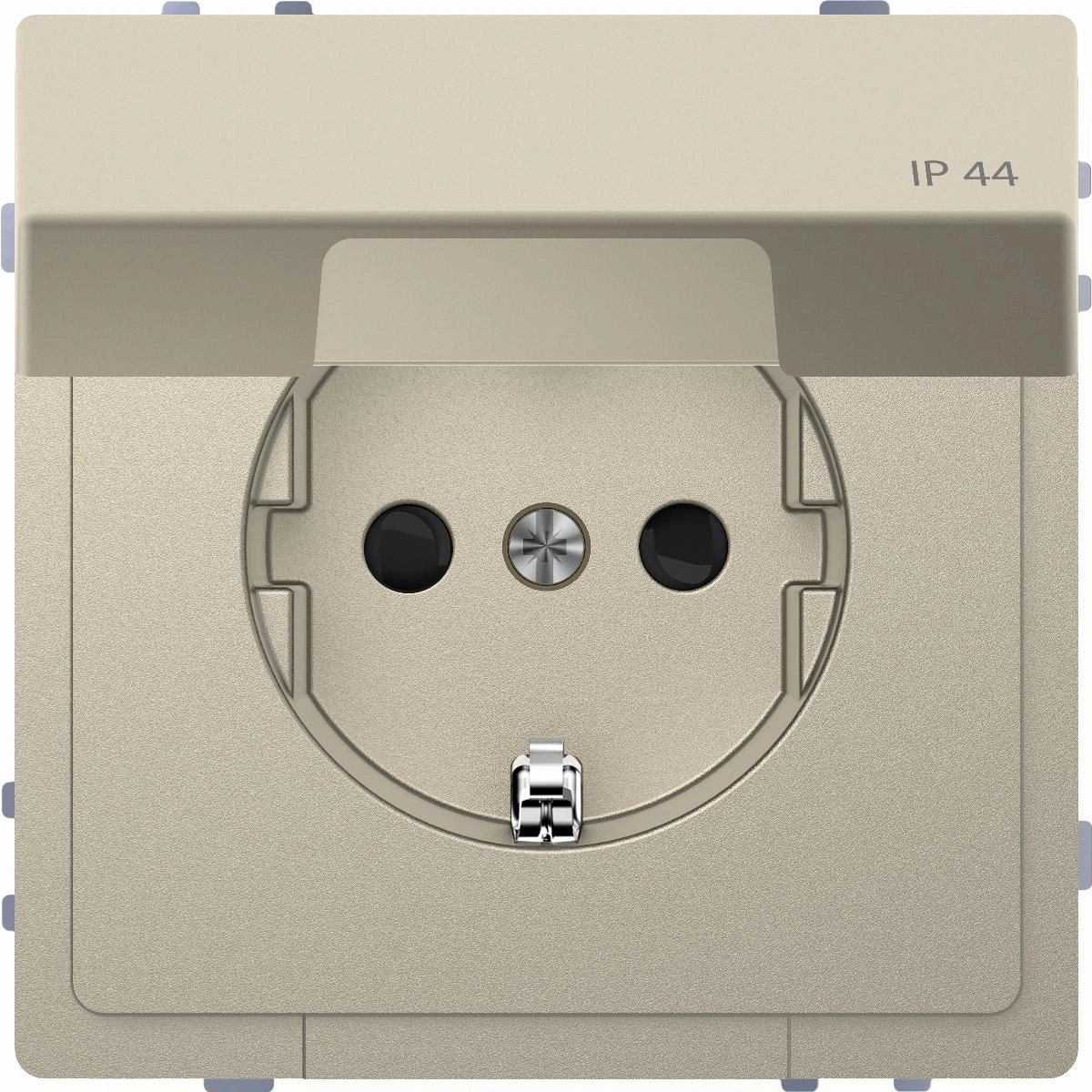 Merten SCHUKO gniazdko elektryczne, w. hng.lid, IP44, zamknięty., screwl. term., sahara, System Design