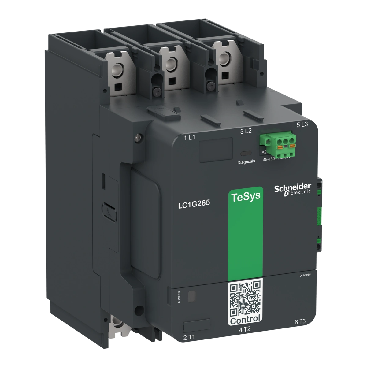 Stycznik mocy, TeSys Giga, 3 biegunowy (3NO), AC-3 <=440V 265A, wersja standardowa, 100…250V szerokozakresowa AC/DC cewka elektroniczna