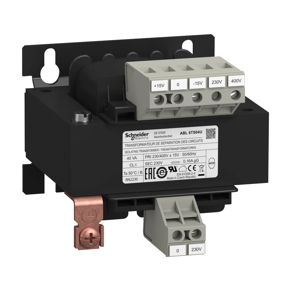 Phaseo, separacyjny transformator napięcia, wejście 230...400 V, wyjście 1 x 230 V, 40 VA