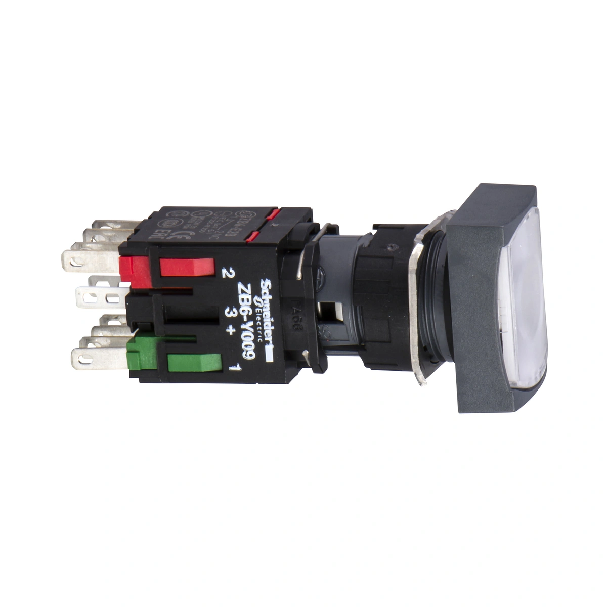 Harmony XB6 Przycisk, Podświetlany, Biały, Wystający, 1 NO, 12...24 V AC/DC, Prostokąt, Plastik