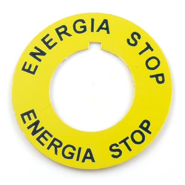 Tabliczka z napisem ENERGIA STOP żółta