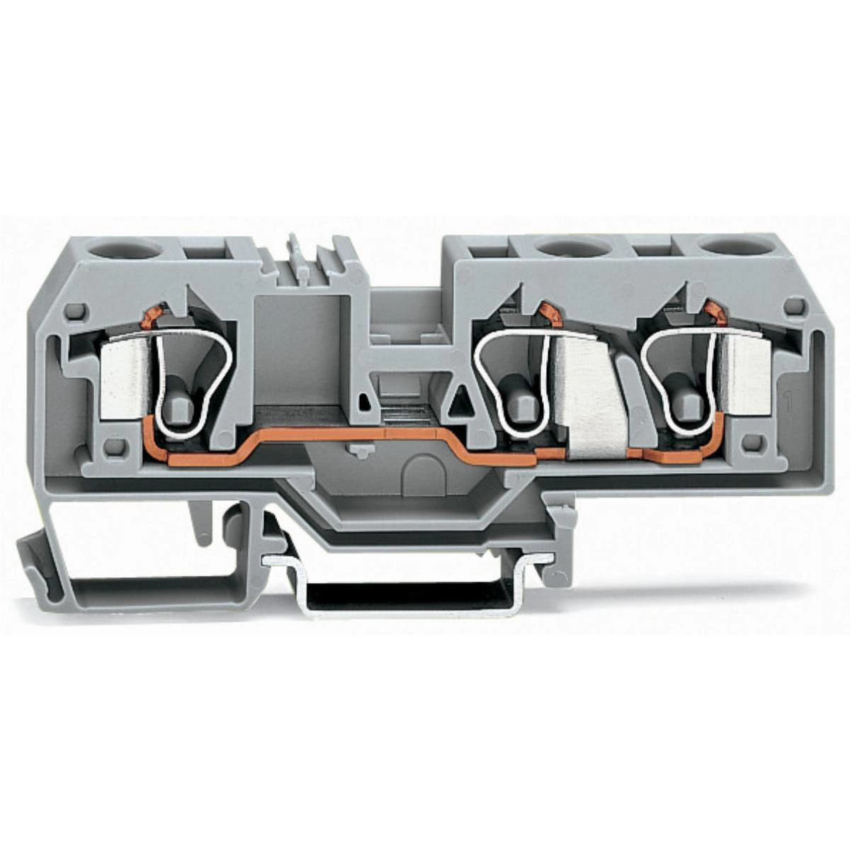 Złączka szynowa DIN TH35 3-przewodowa przelotowa NIEBIESKA