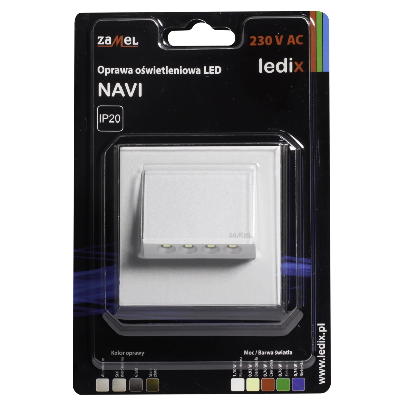 OPRAWA LED NAVI PT 230V AC ALU BIAŁA CIEPŁA TYP: 11-221-12