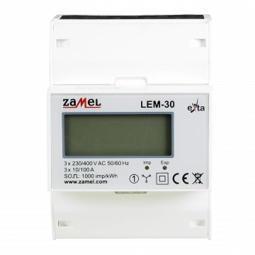 LICZNIK ENERGII ELEKTRYCZNEJ 3-FAZOWY LCD 100 A, 4-MOD TYP: LEM-30
