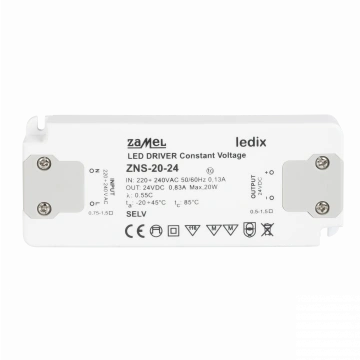 ZASILACZ LED SLIM 24V DC 20W TYP: ZNS-20-24