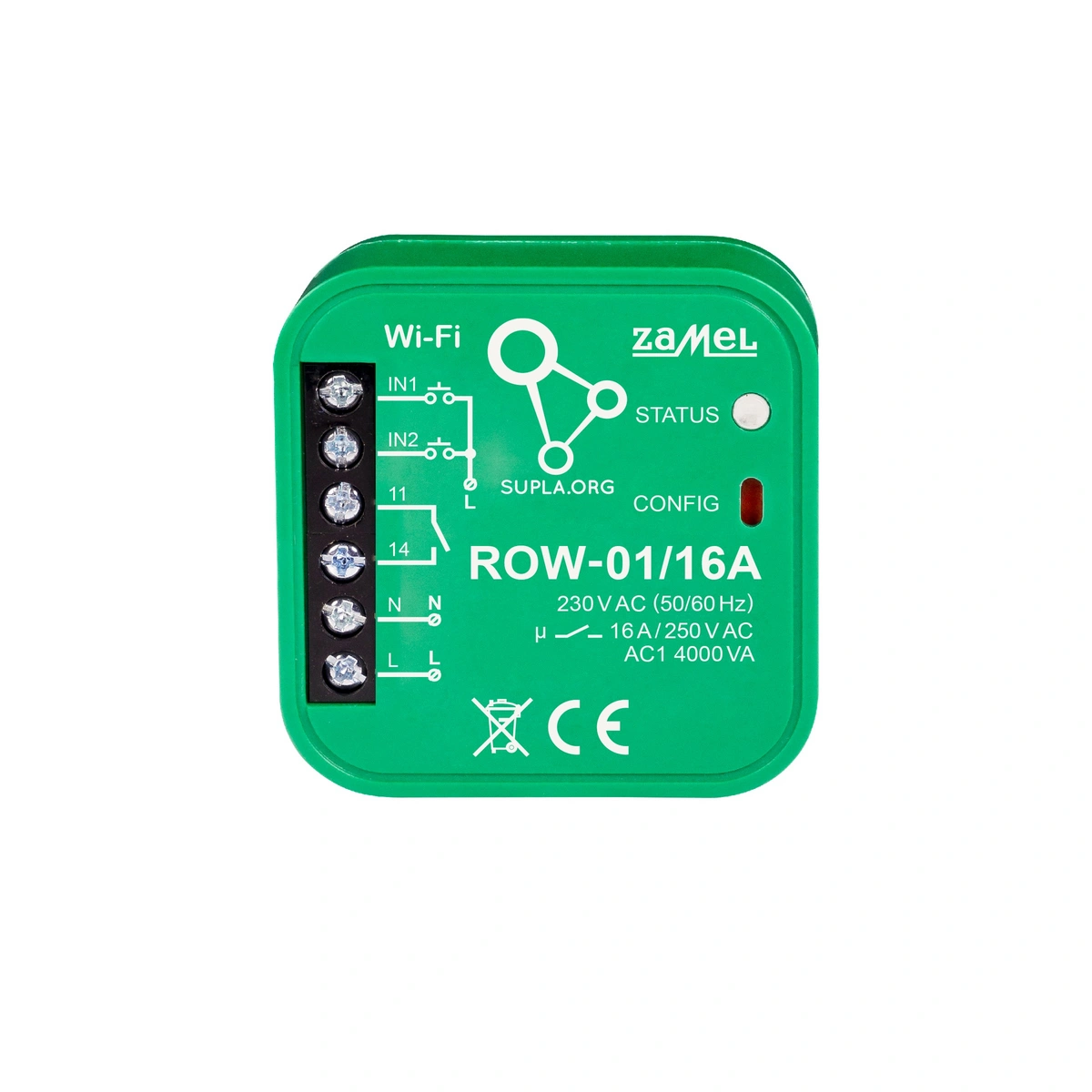 ODBIORNIK WI-FI DOPUSZKOWY 1-KANAŁOWY DWUKIERUNKOWY 16A TYP: ROW-01/16A