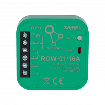 ODBIORNIK WI-FI DOPUSZKOWY 1-KANAŁOWY DWUKIERUNKOWY 16A TYP: ROW-01/16A